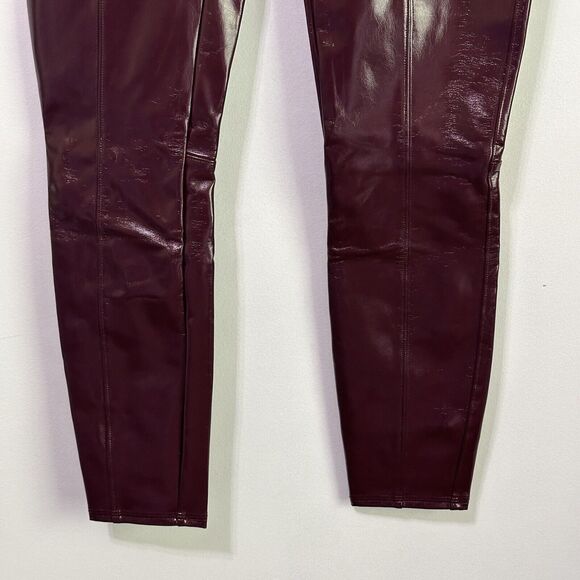 SPANX Faux Patent Vegan Leather Leggings M Ruby Pull On Skinny Party Club NEW - Picture 2 of 10